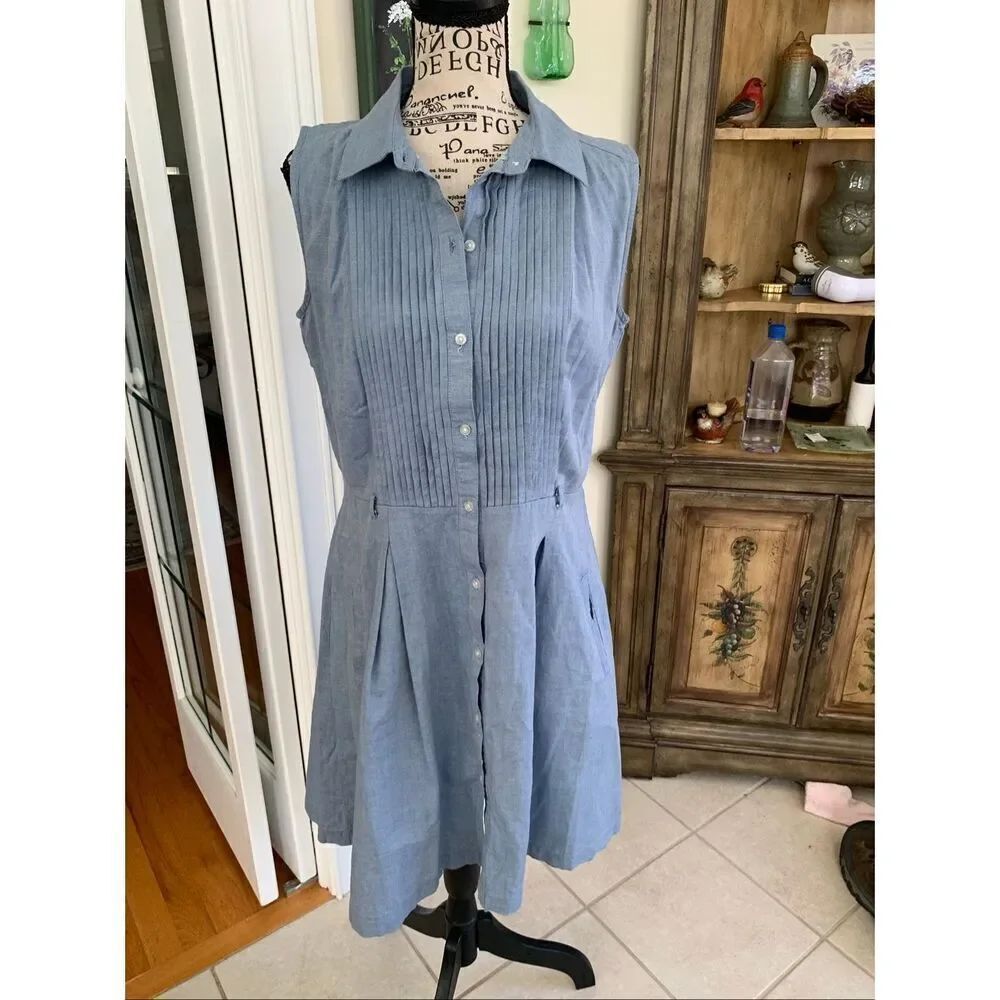 Sharagano Chambray Shirt Dress - Picture 7 of 7